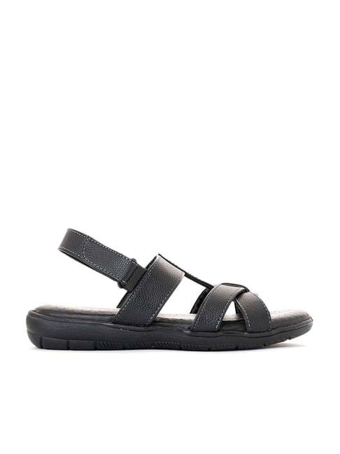 khadim men's black back strap sandals