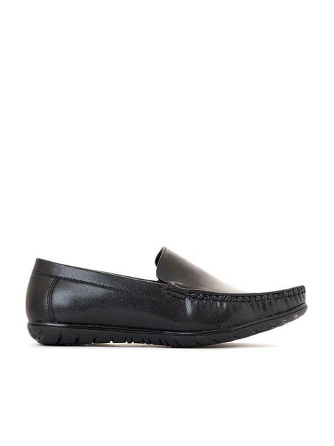 khadim men's black casual loafers