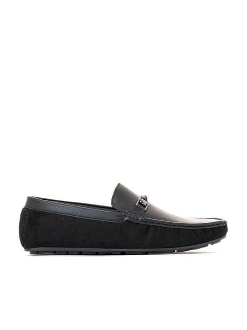 khadim men's black casual loafers