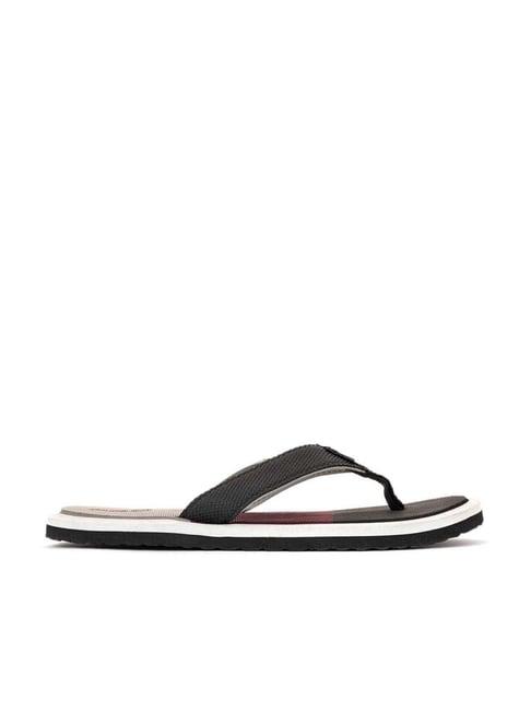 khadim men's black flip flops