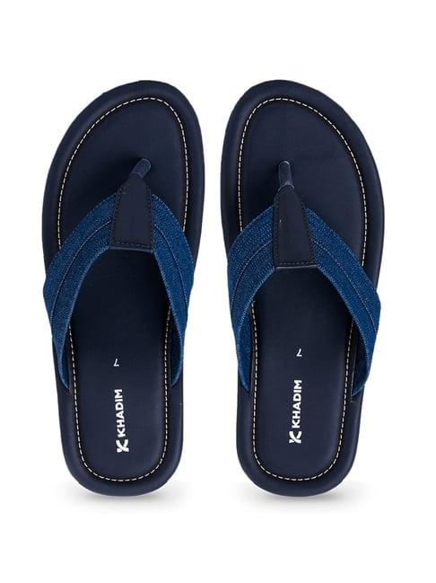 khadim men's blue flip flops