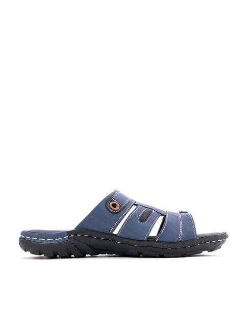 khadim men's blue toe ring sandals