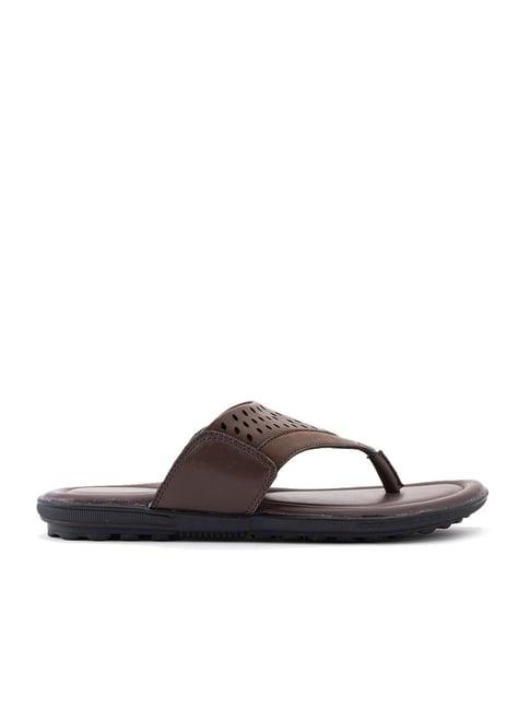 khadim men's brown flip flops