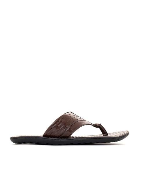 khadim men's brown flip flops