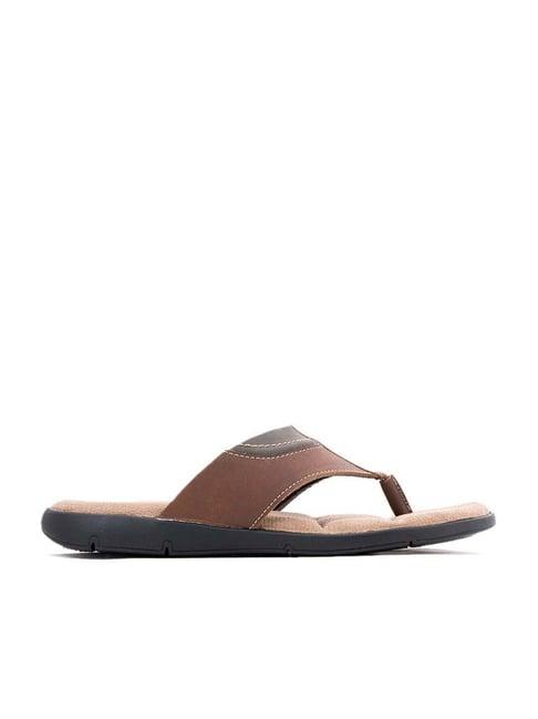 khadim men's brown flip flops