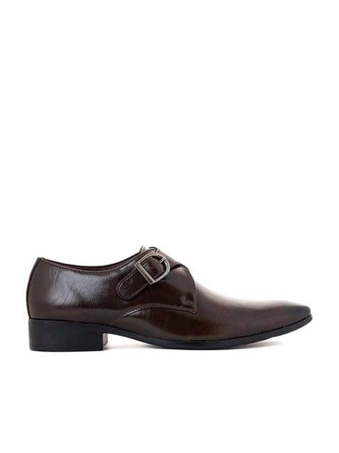 khadim men's brown monk shoes