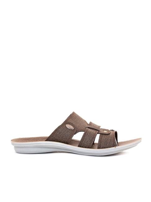 khadim men's brown toe ring sandals