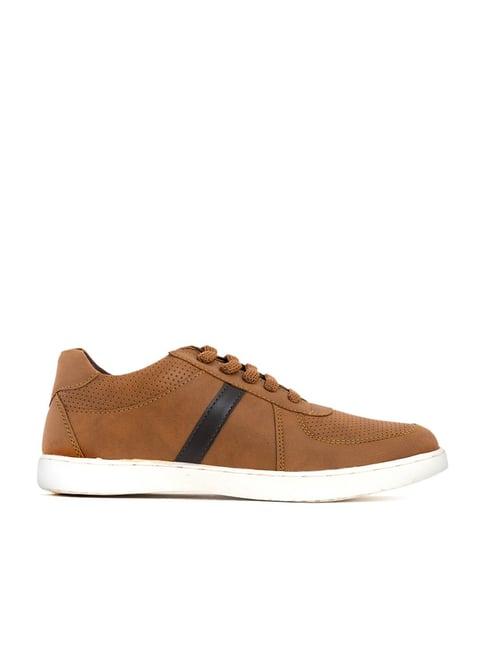 khadim men's lazard brown casual sneakers