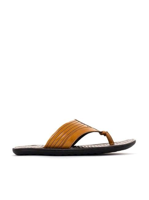 khadim men's tan flip flops