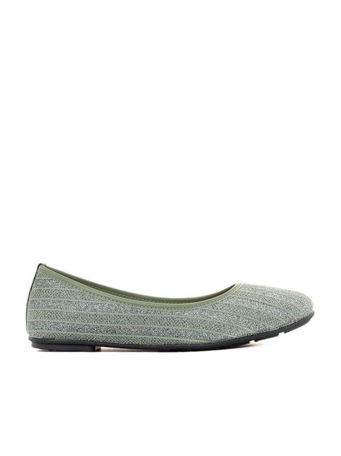 khadim women's green flat ballets