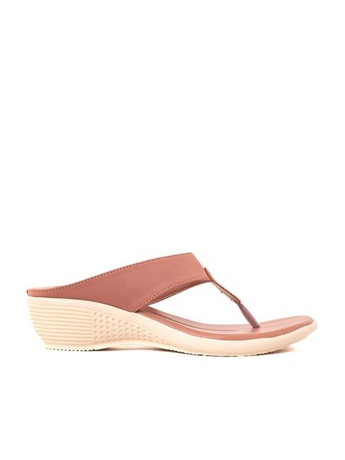 khadim women's pink thong wedges