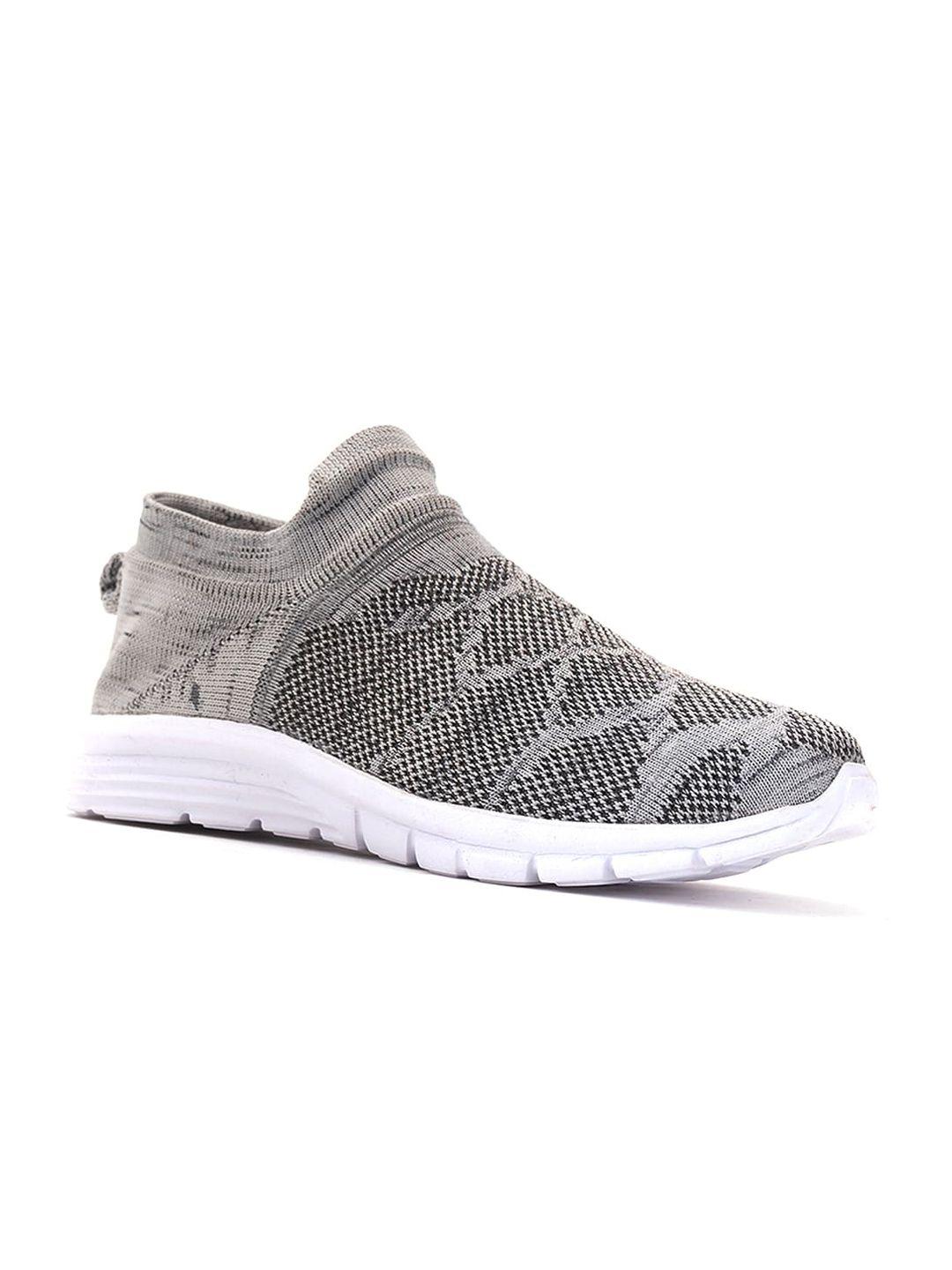 khadims men grey woven design slip-on sneakers