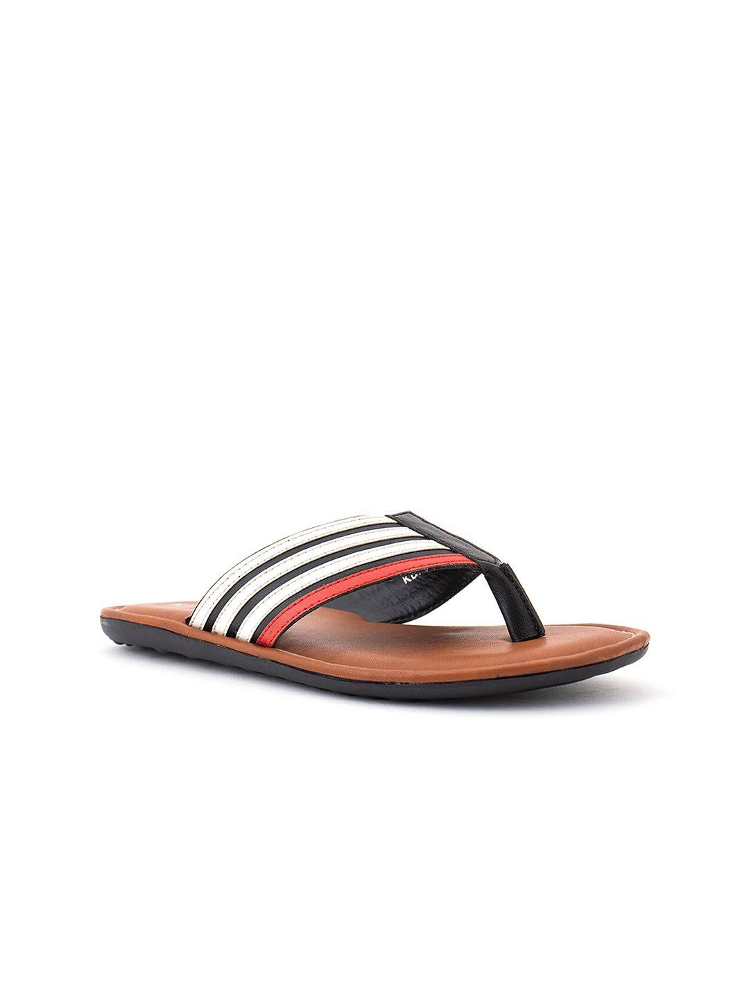khadims men white & brown striped thong flip-flops