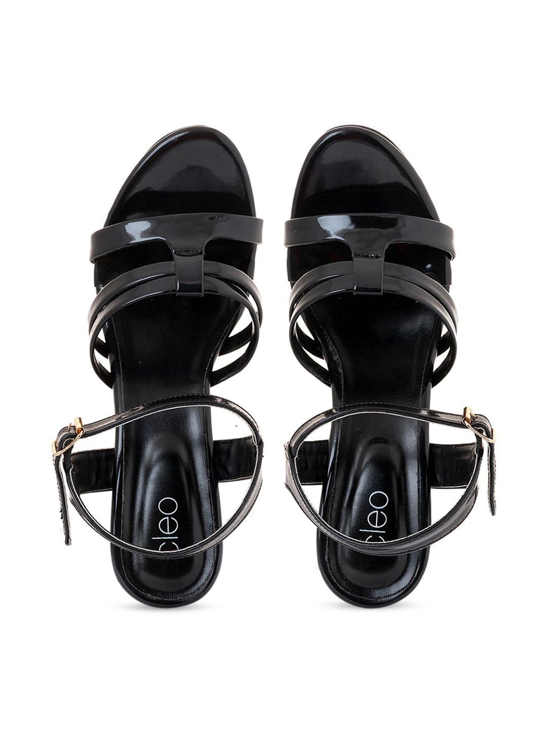 khadims black open toe sandals with buckles