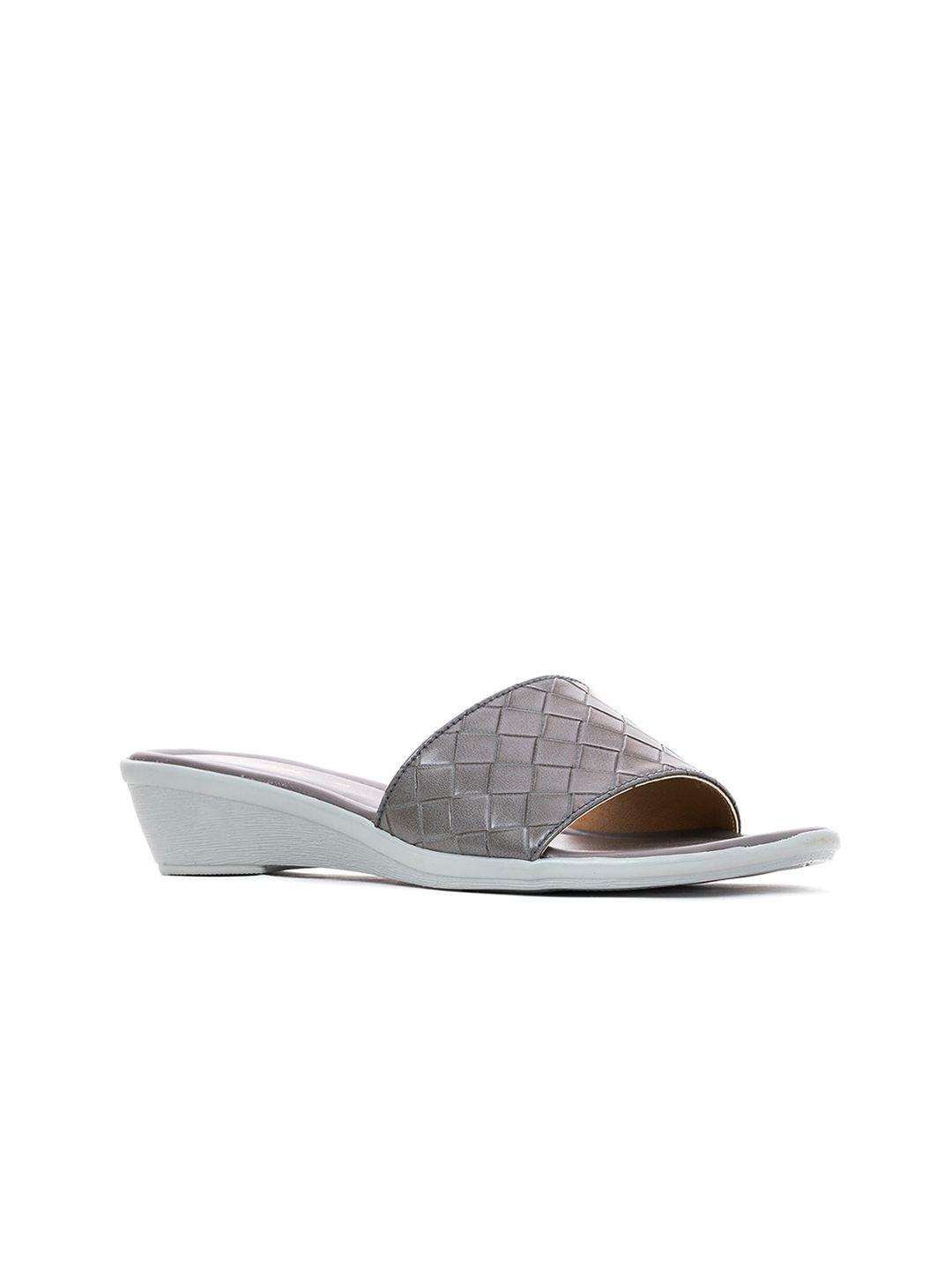 khadims grey textured comfort heels