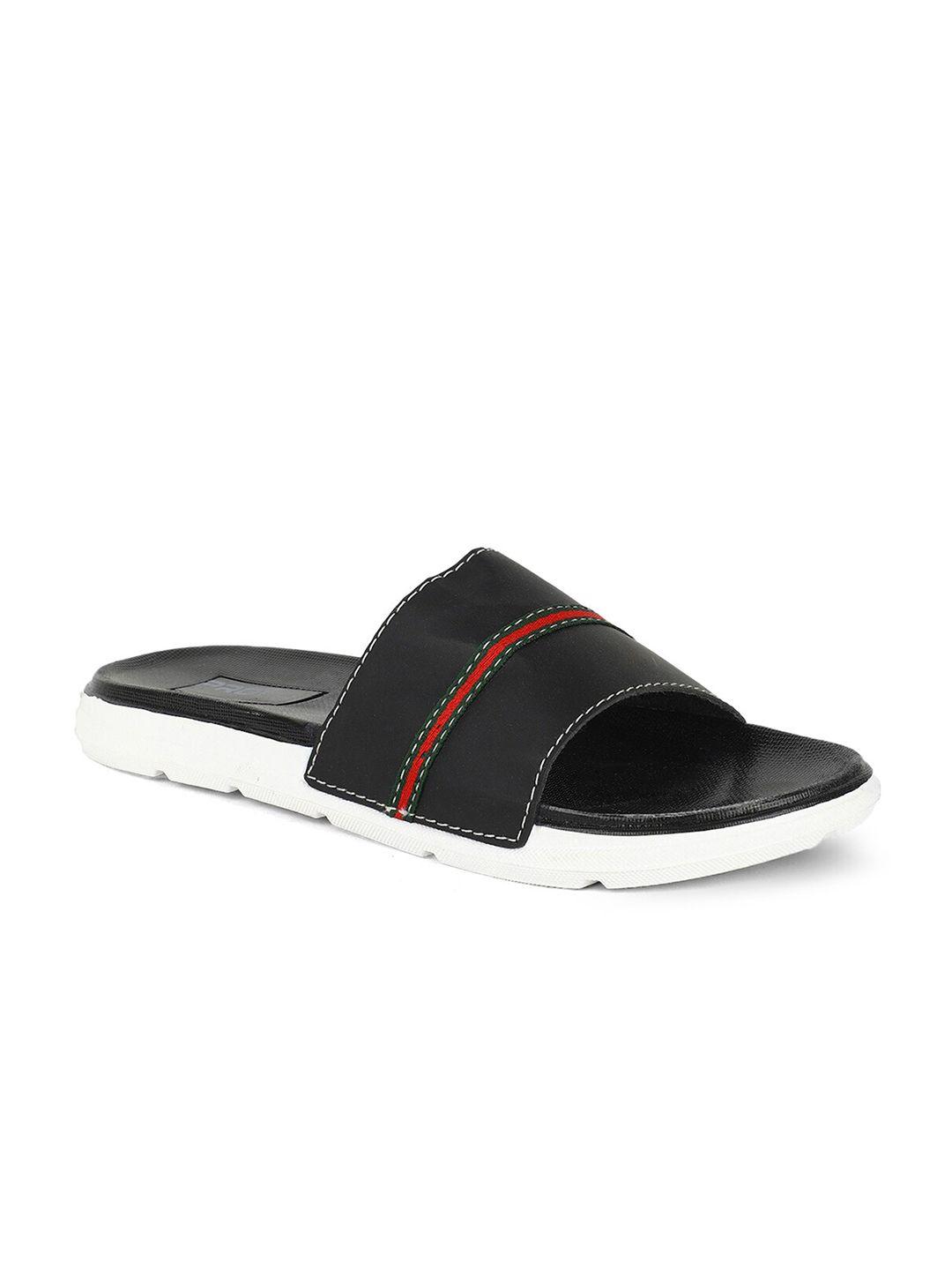 khadims men black & red synthetic casual slider flip flop