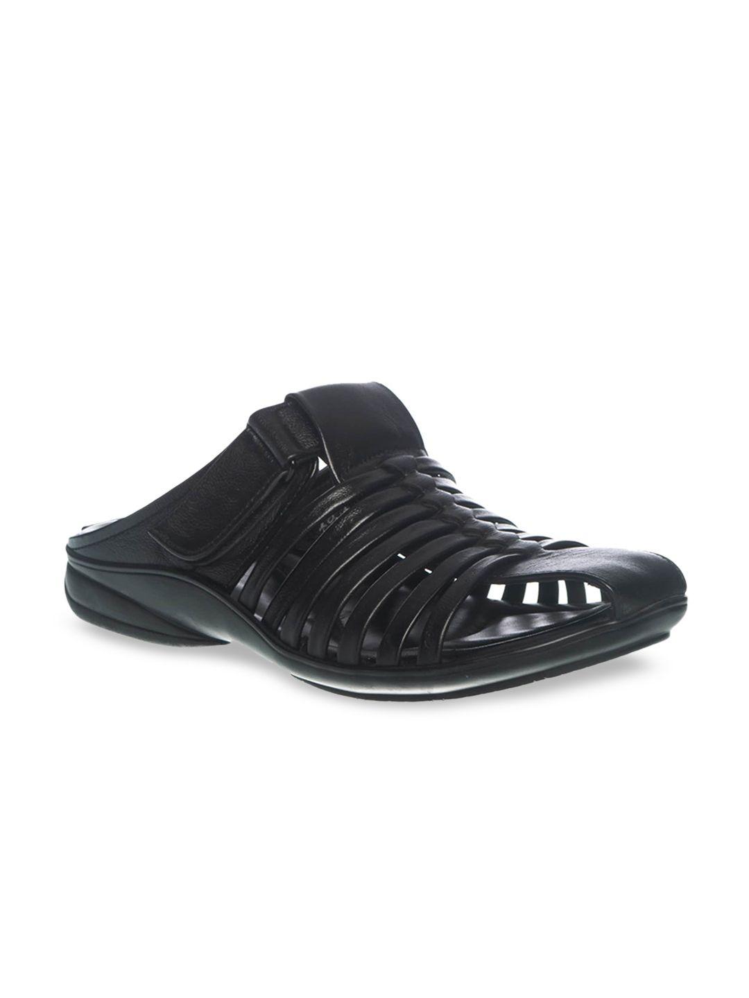khadims men black leather comfort sandals