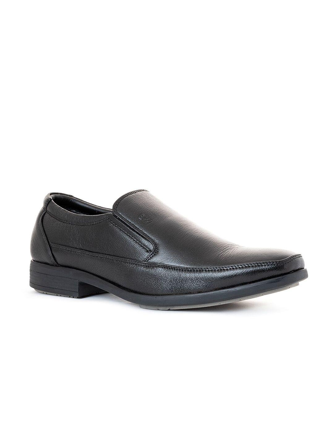 khadims men black leather slip-on sneakers