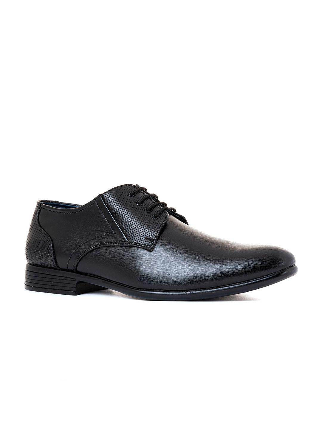 khadims men black solid formal derby shoes