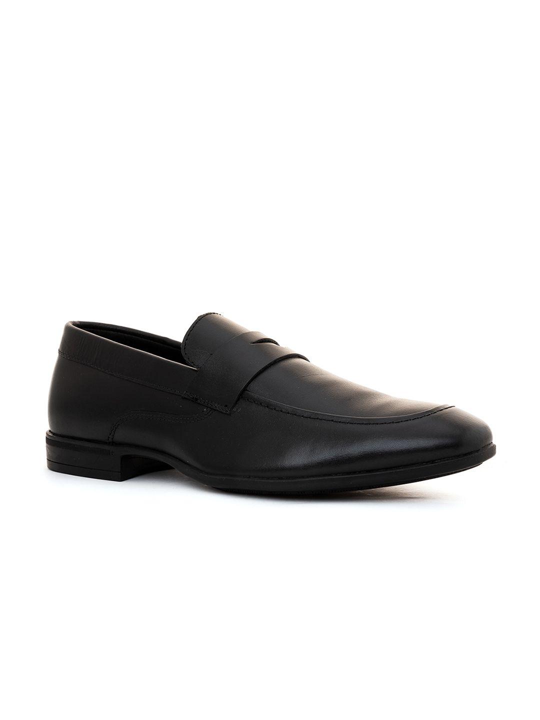 khadims men black solid formal slip-on shoes