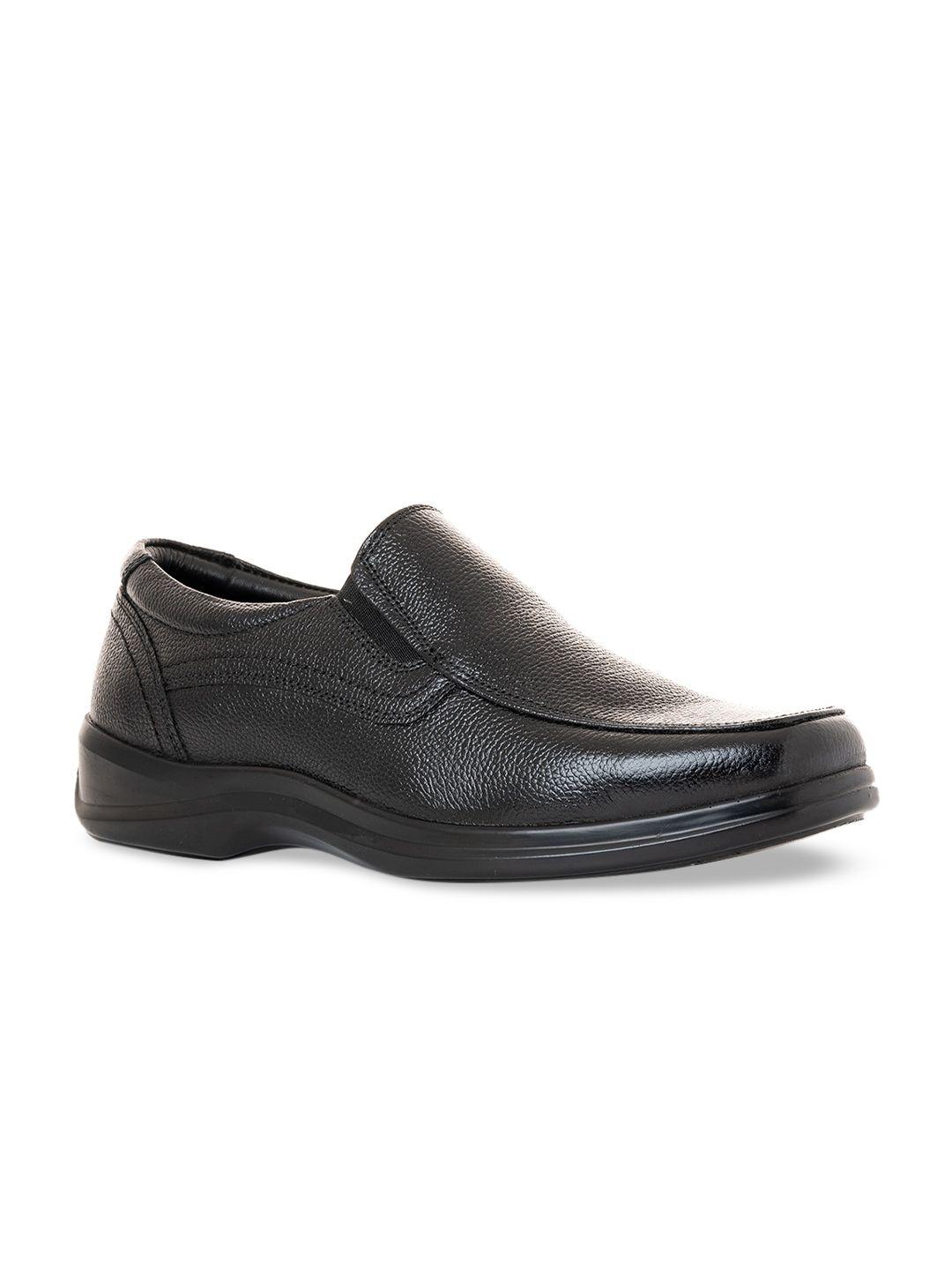 khadims men black solid formal slip ons