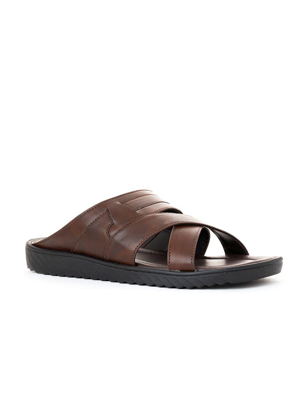 khadims men brown & black comfort sandals