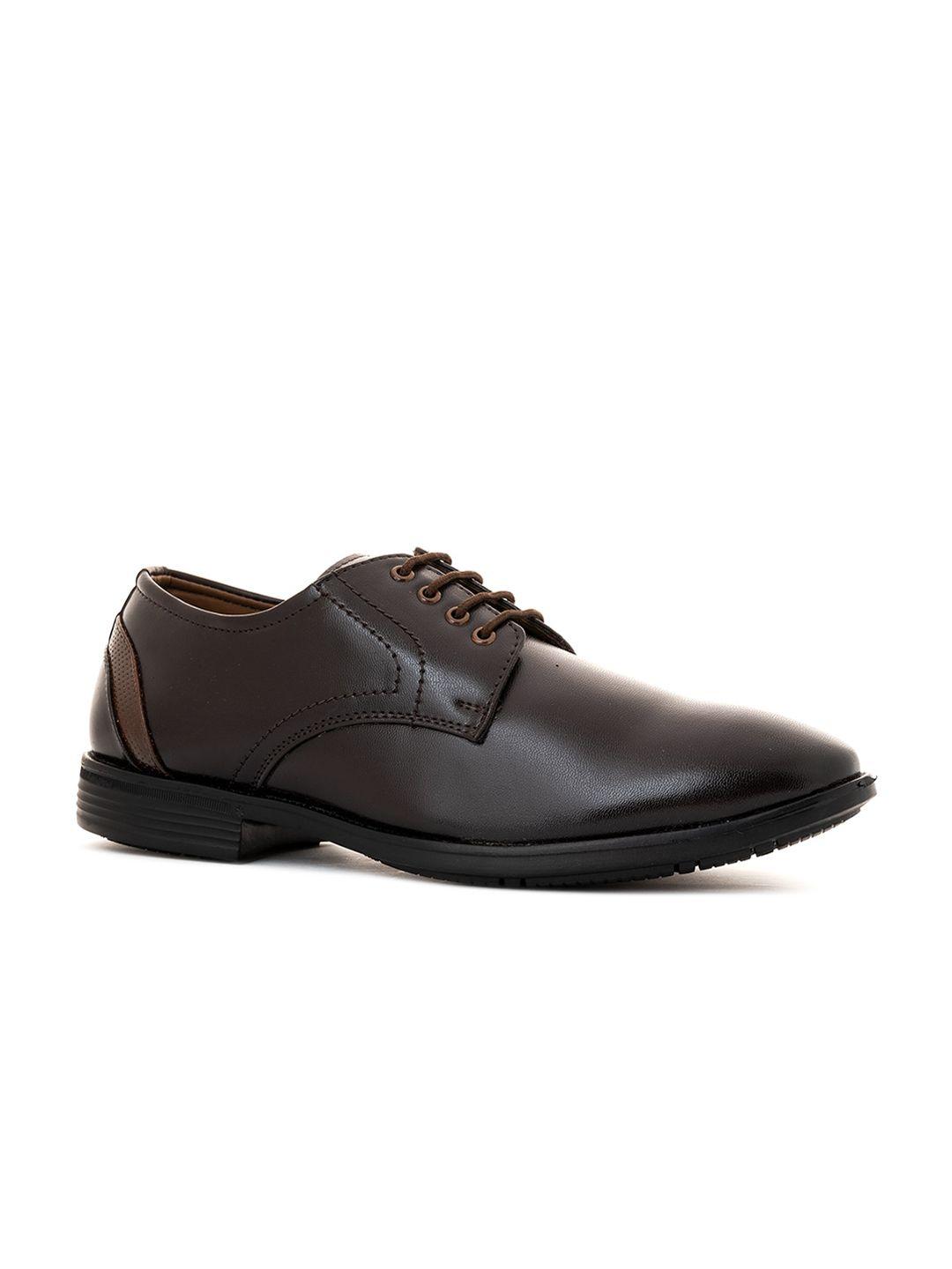 khadims men brown  solid formal derby shoes