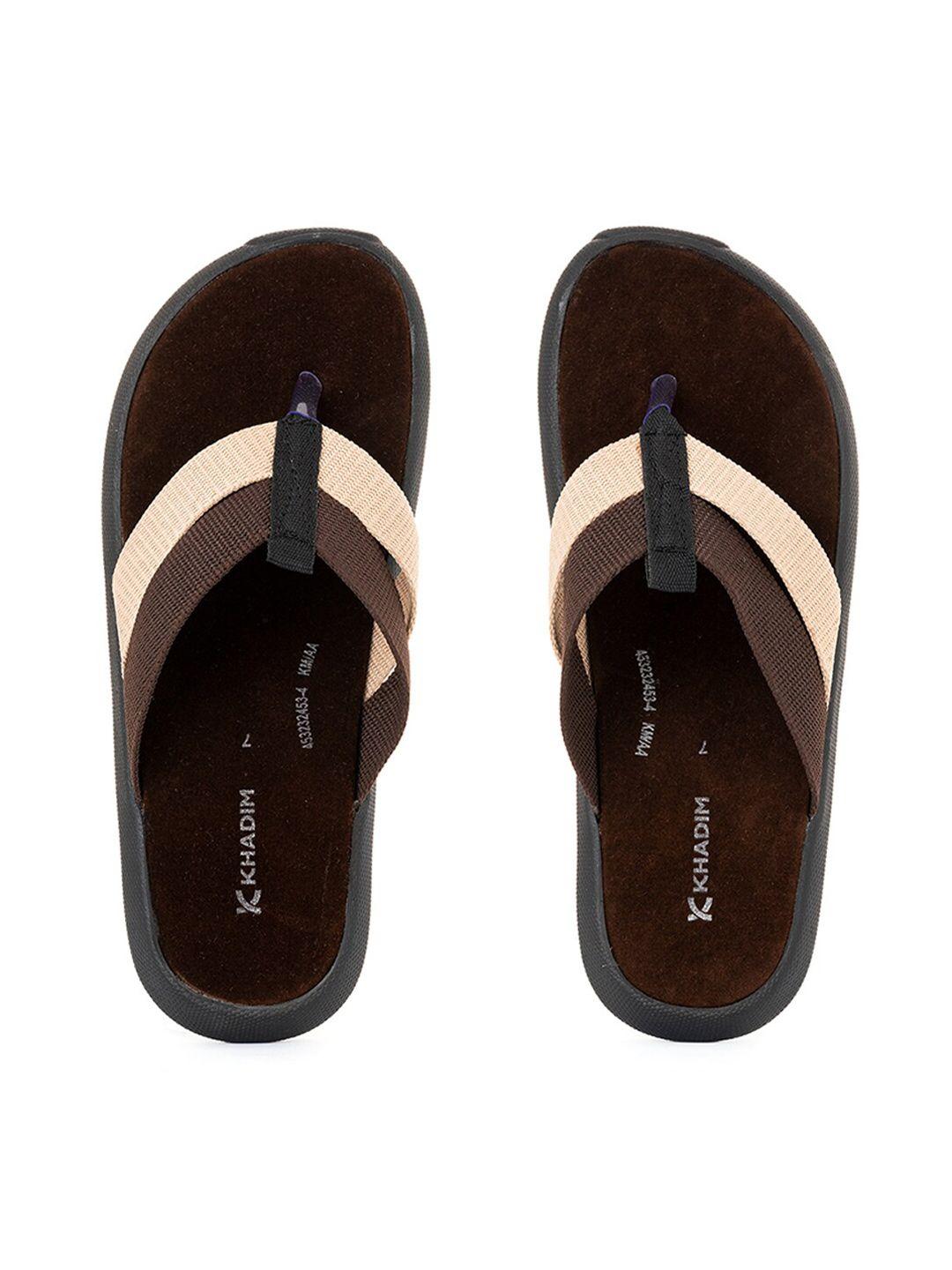 khadims men brown flip flops