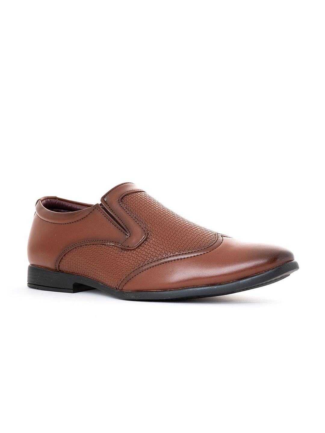 khadims men brown solid formal slip-ons