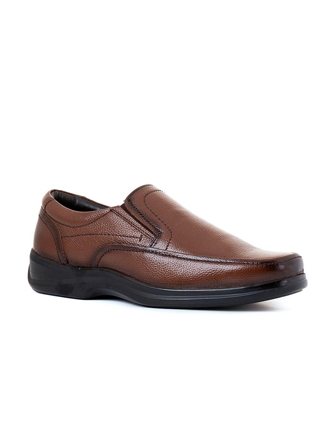 khadims men brown textured leather formal shoes