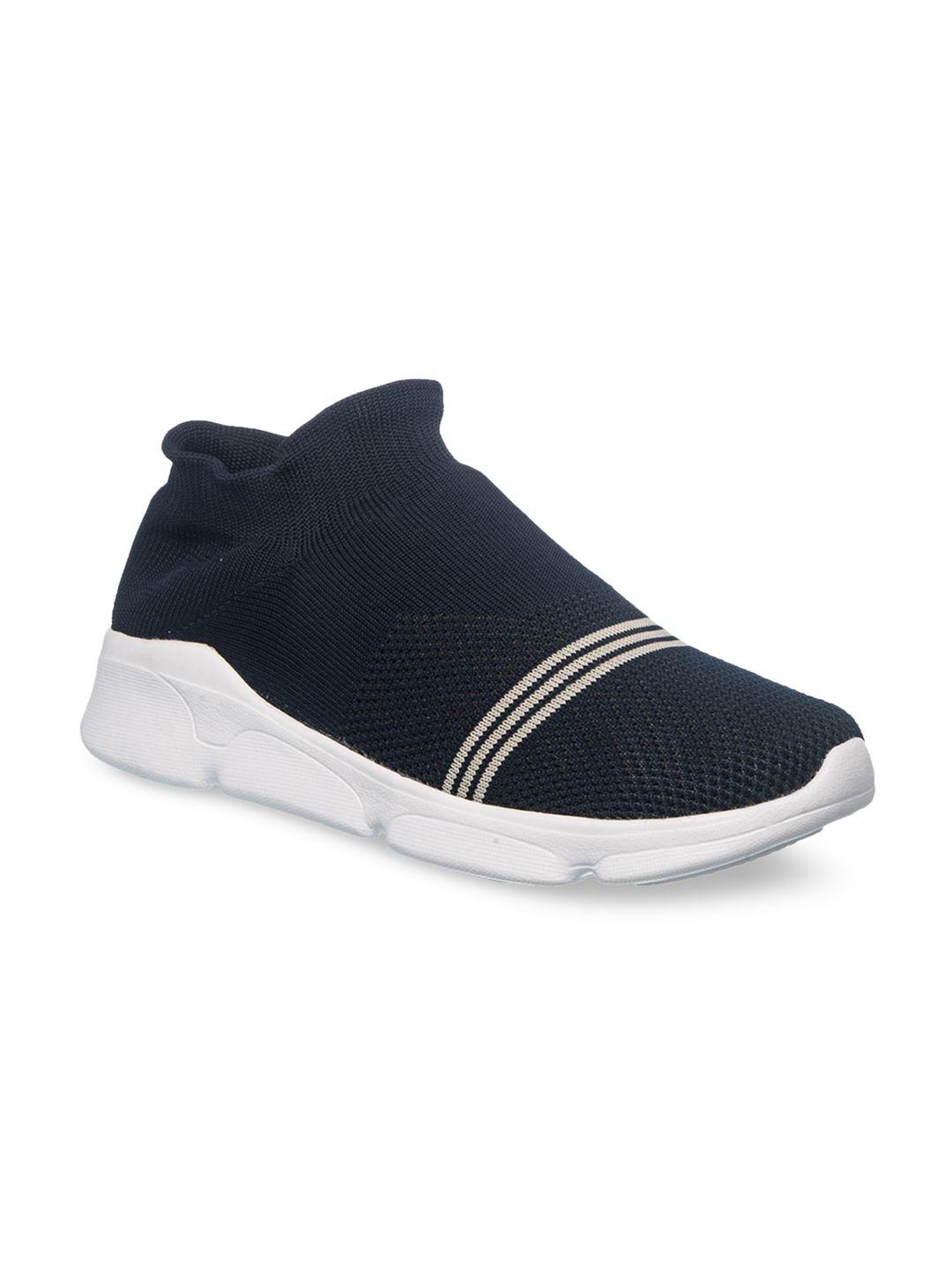 khadims men navy blue woven design slip-on sneakers