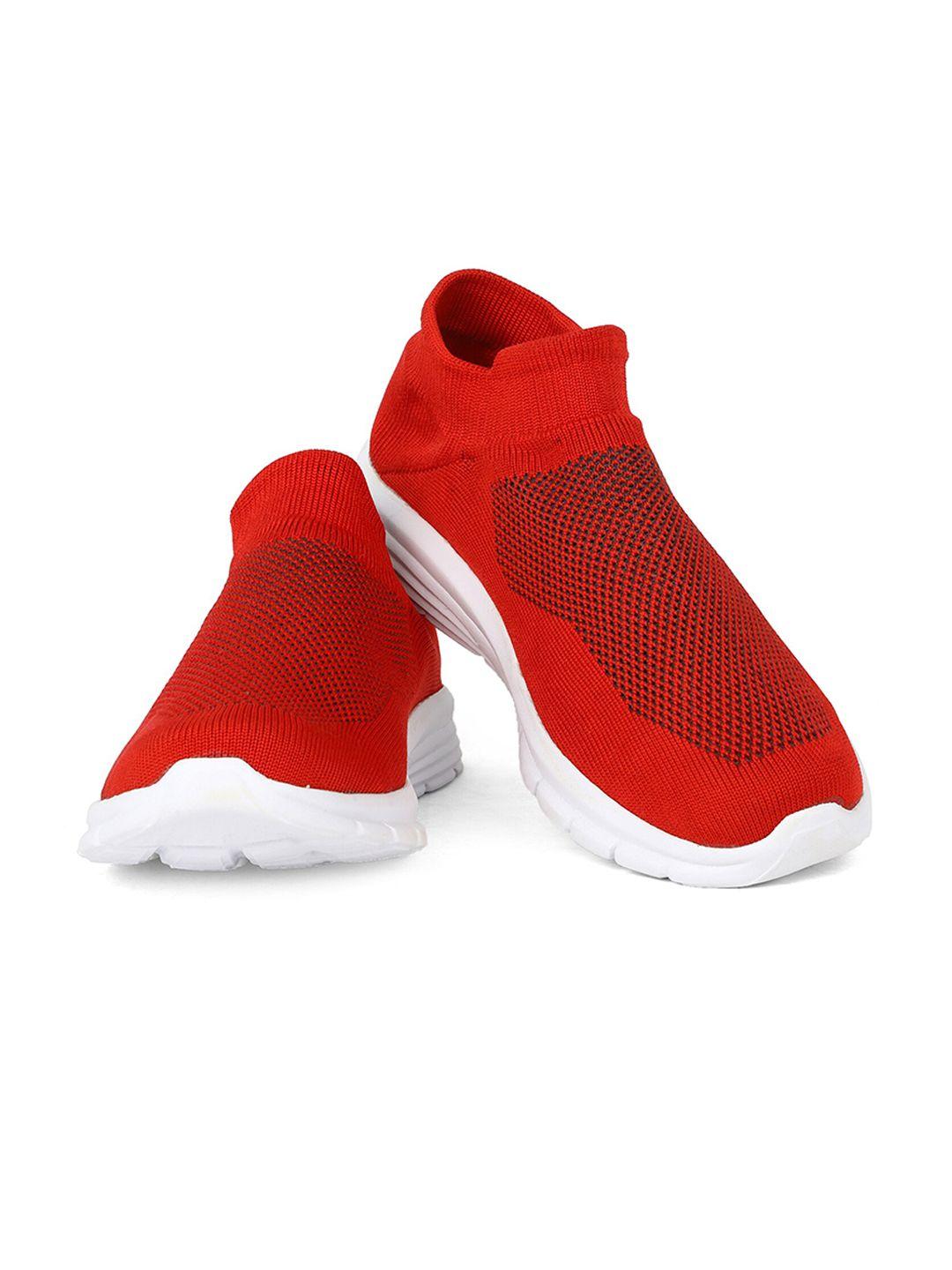 khadims men red woven design slip-on sneakers