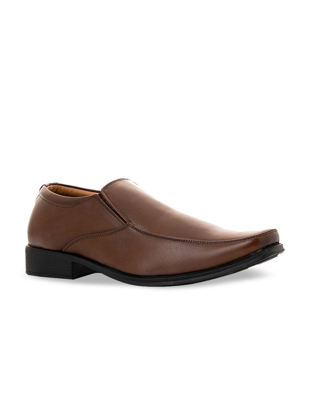 khadims men tan solid formal slip-ons