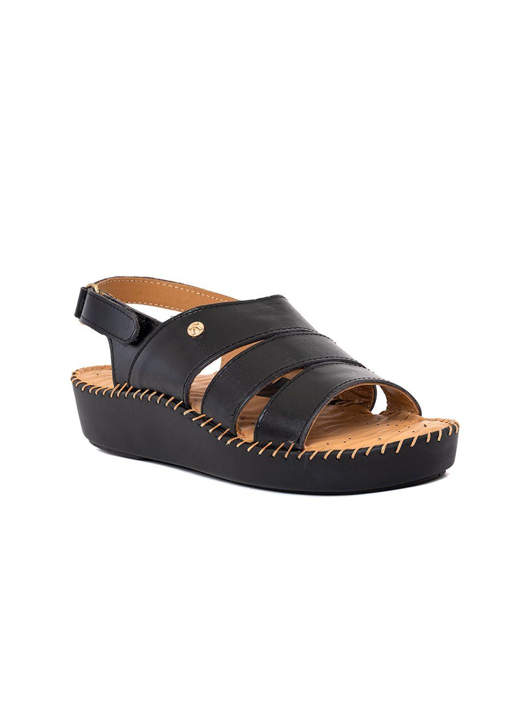 khadims open toe leather platform heels with buckles