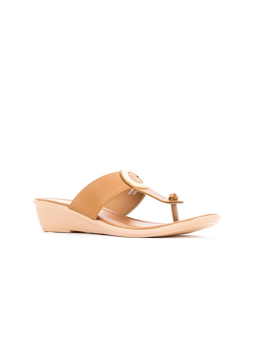 khadims tan brown solid comfort heels