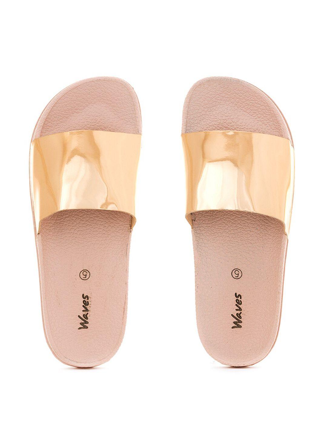 khadims women gold-toned & rose sliders