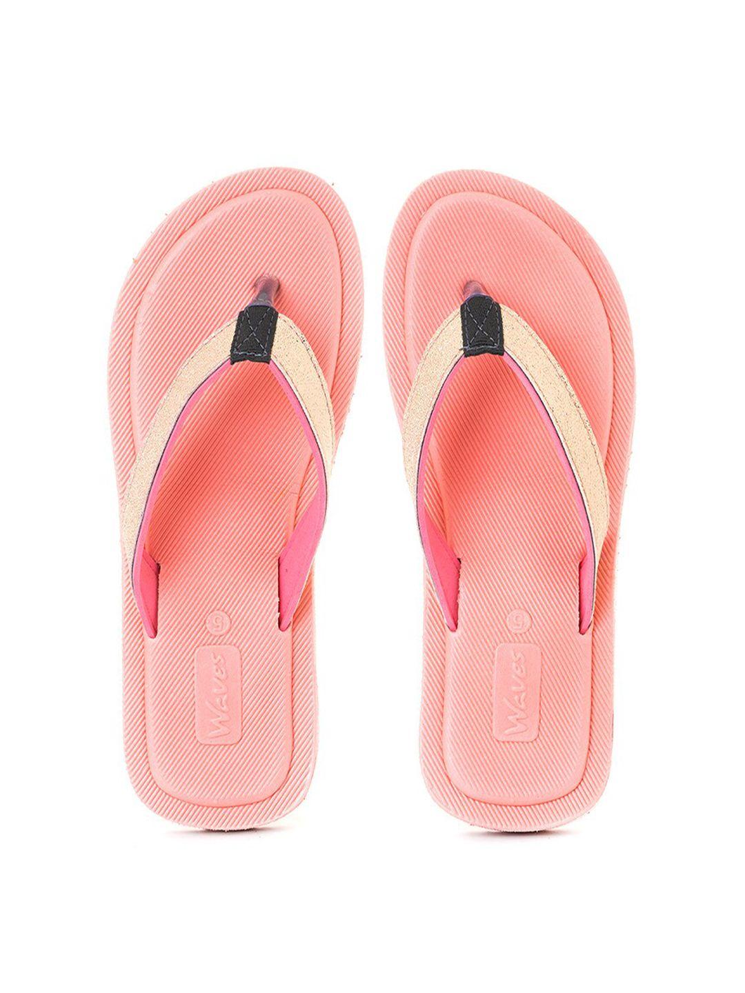 khadims women pink & gold-toned slip-on