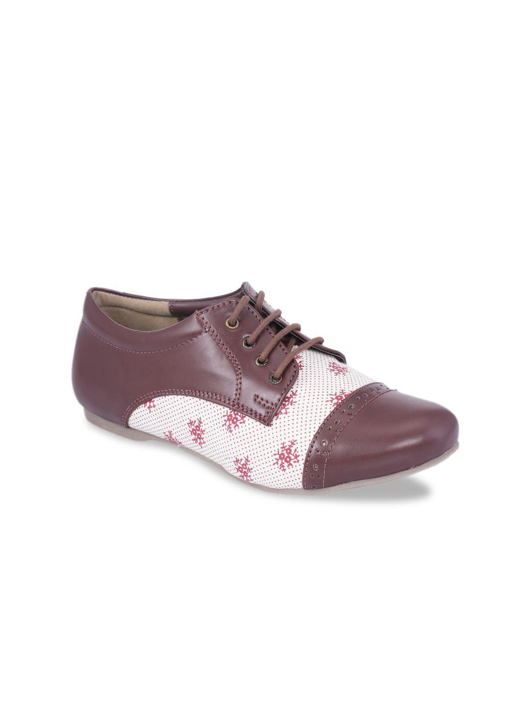 khadims women red & white printed derbys