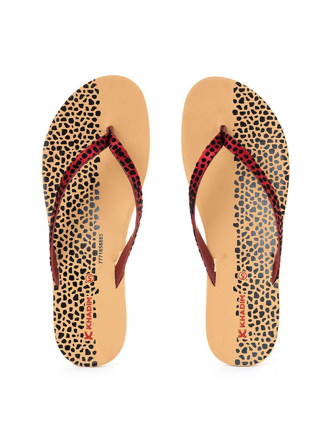 khadims women red printed thong flip-flops