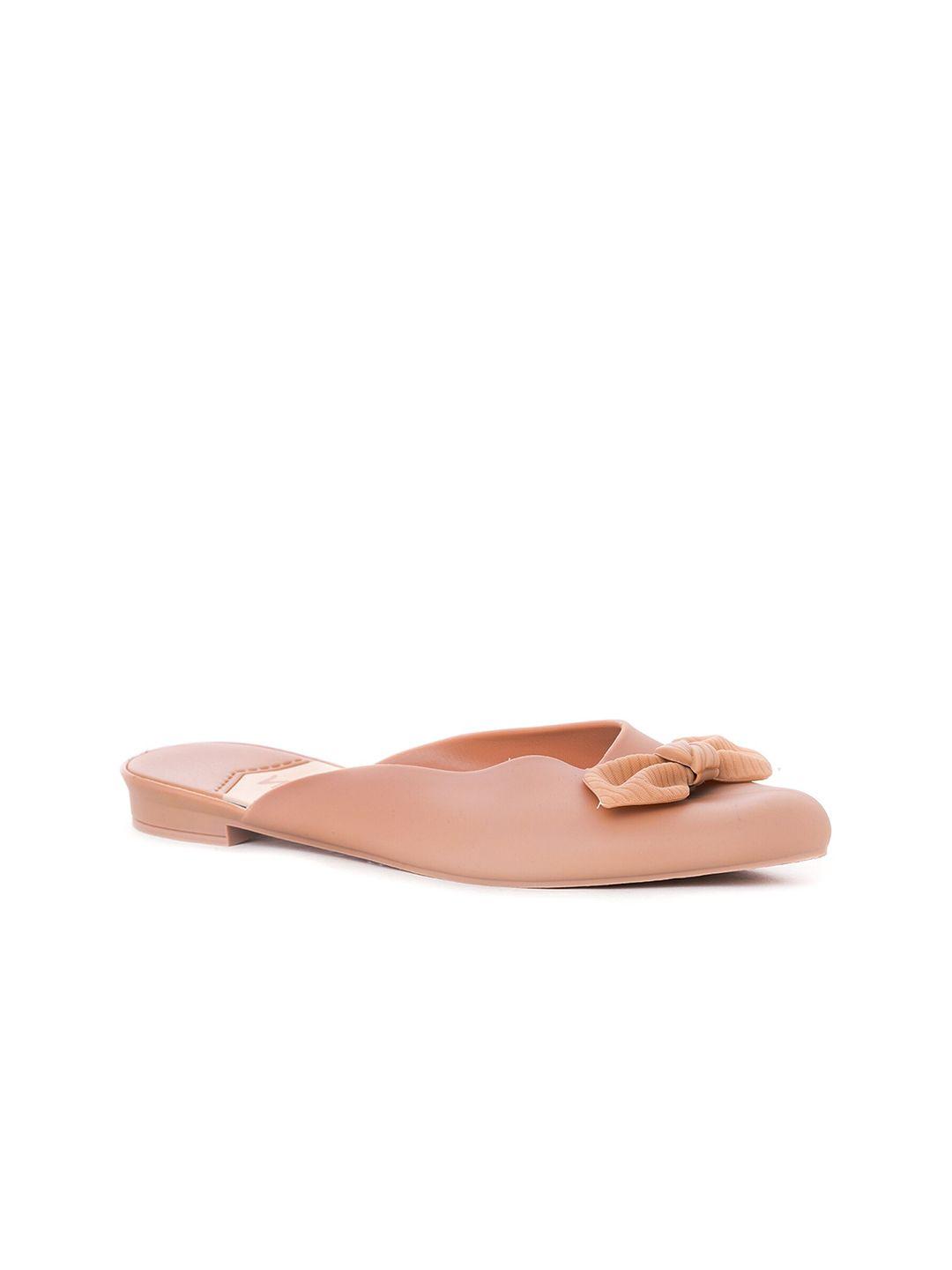 khadims women rose gold mules with bows flats