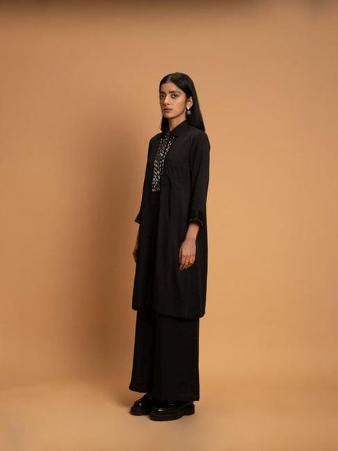 khajoor studio black fragments night wink tunic