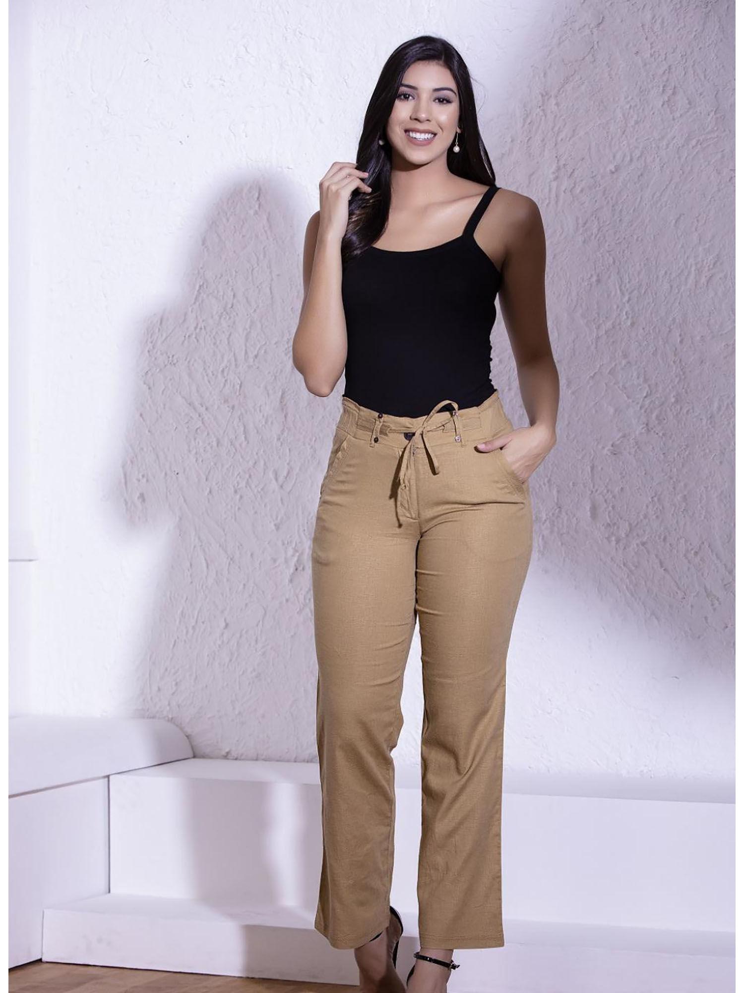 khakhi gold linen pant