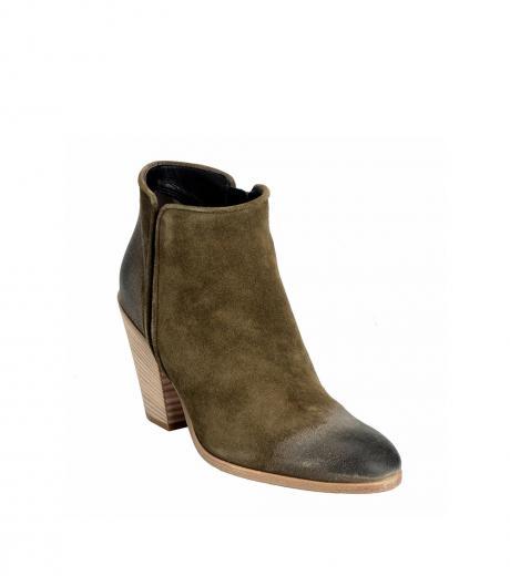 khaki leather ankle booties