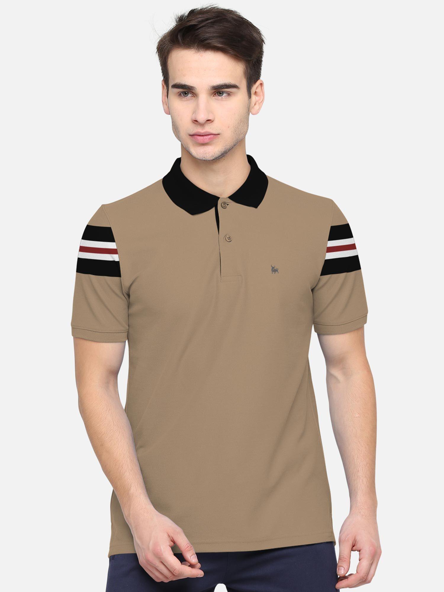 khaki premium polo neck t-shirt for men