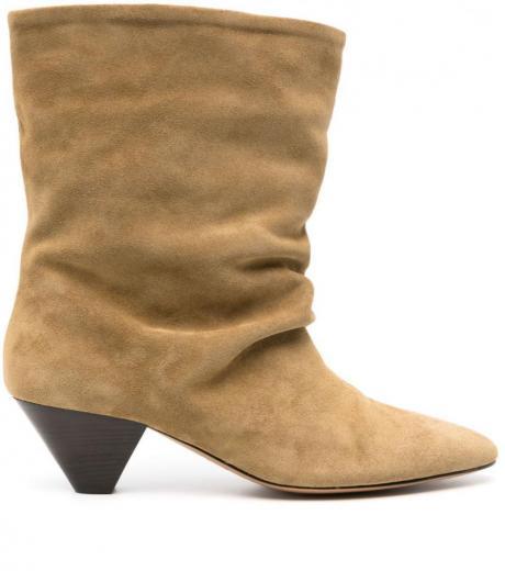 khaki reachi suede leather boots