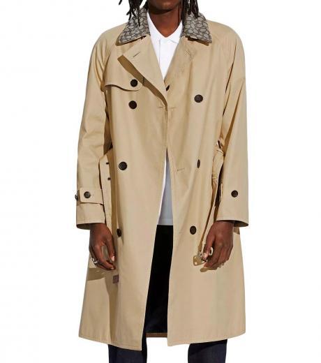 khaki removable collar trench coat