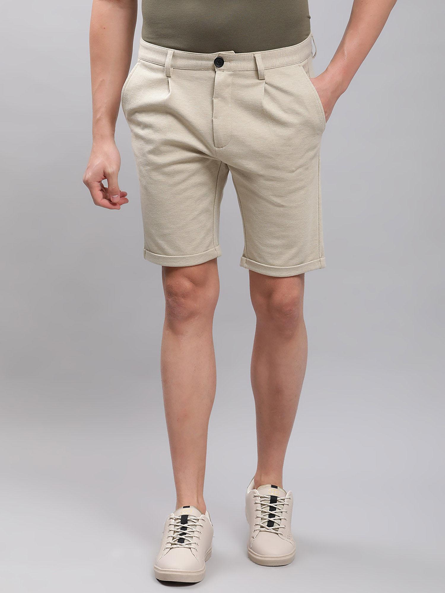 khaki-solid-slim-fit-shorts