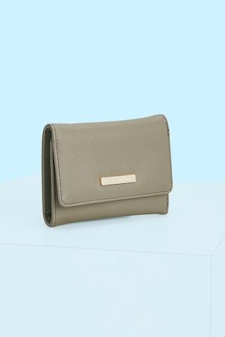 khaki textured casual pu women wallet
