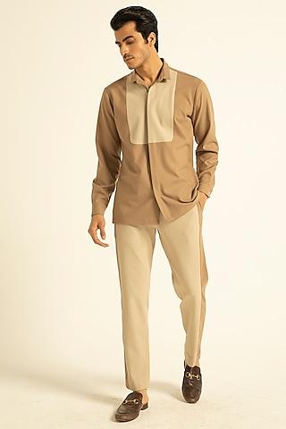 khaki & beige suiting shirt
