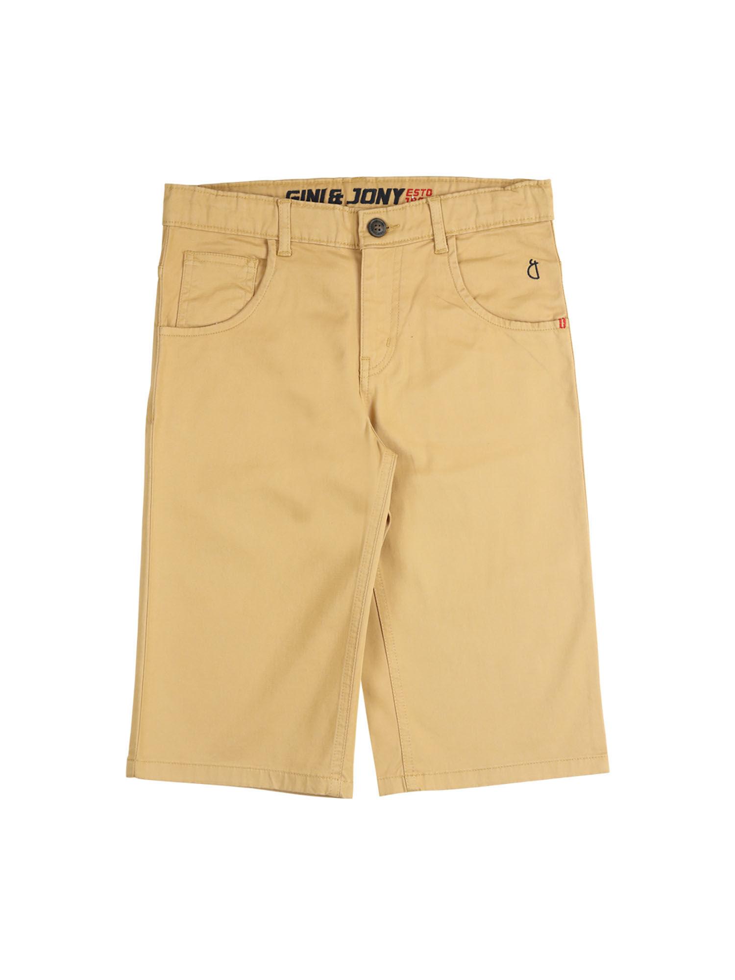 khaki color solid plain shorts